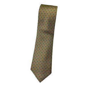 SEIGO Men's 100% Silk Necktie LUXURY Tie Gold Polka Dot W:3.8" EUC
